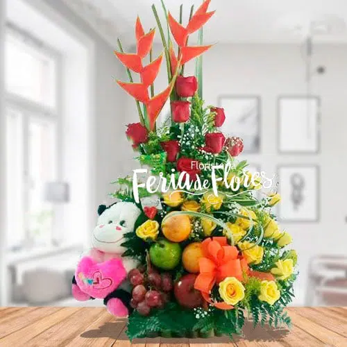 Arreglo Floral con Frutas Encanto