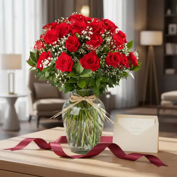 Imagen de Jarrón con 24 Rosas